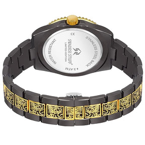 SWADESI STUFF Brilliance Black Hand-Grooving Date Dial Premium Luxury Stainless Steel Strap Analog Watch for Men