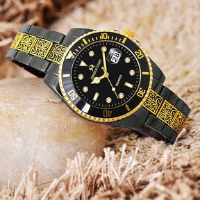 SWADESI STUFF Brilliance Black Hand-Grooving Date Dial Premium Luxury Stainless Steel Strap Analog Watch for Men