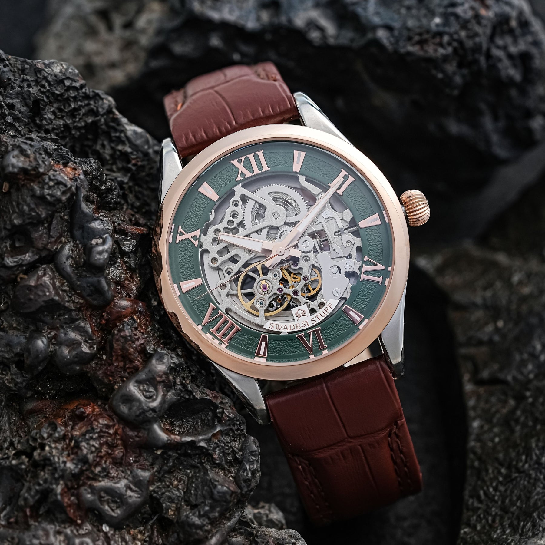Glitterati - Brown - Premium Automatic Watch For Men