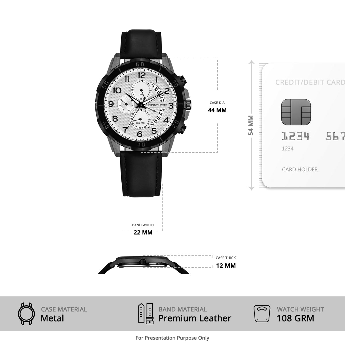 Crescent - Black- Premium & Luxurious Watch For Men