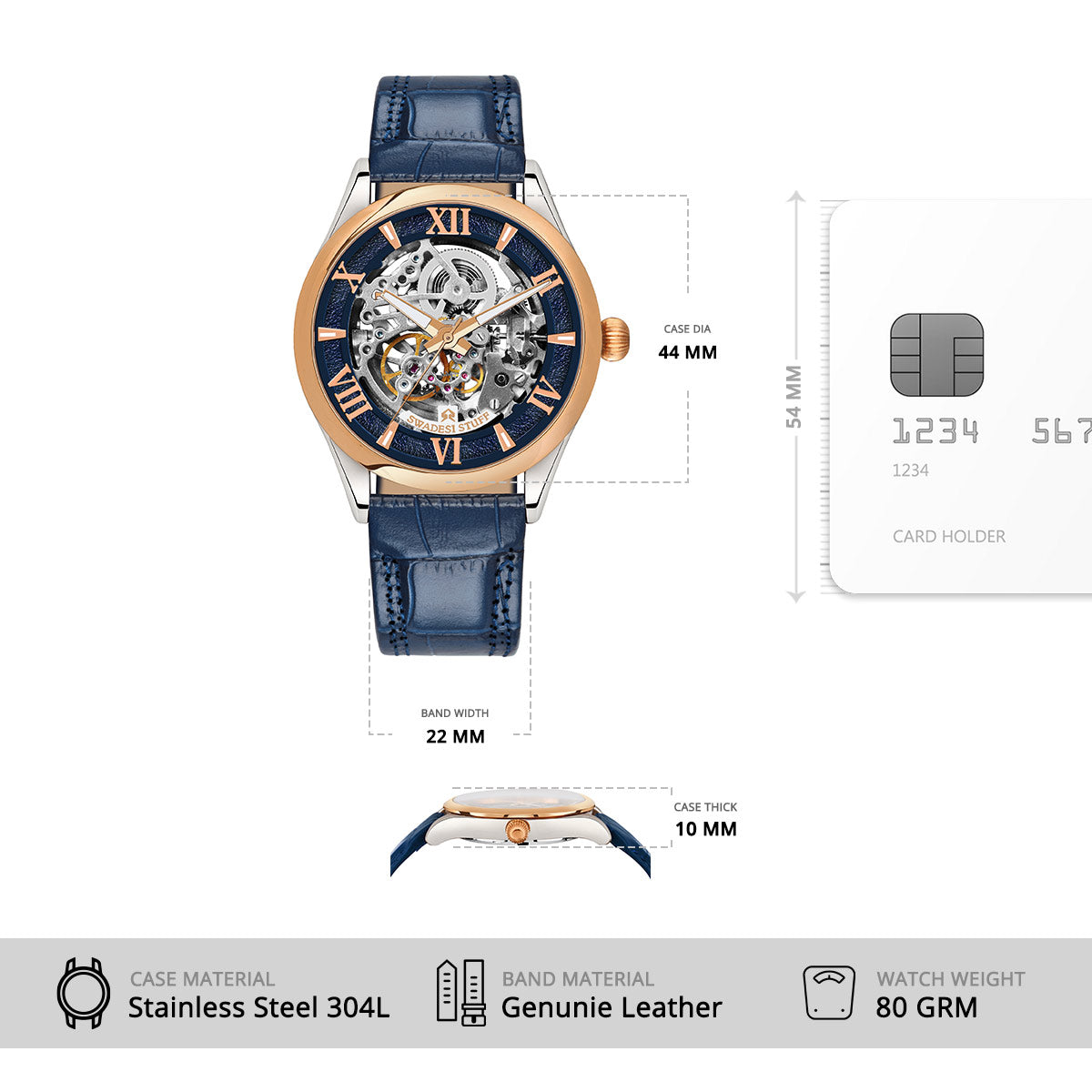 Glitterati - Blue - Premium Automatic Watch For Men