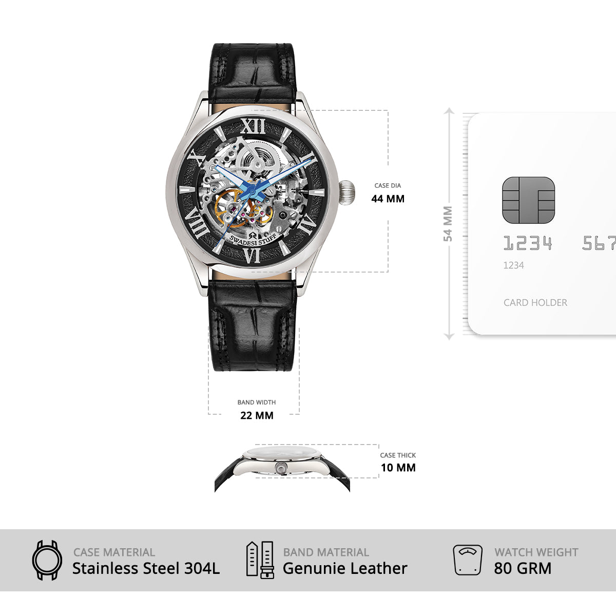 Glitterati - Black - Premium Automatic Watch For Men