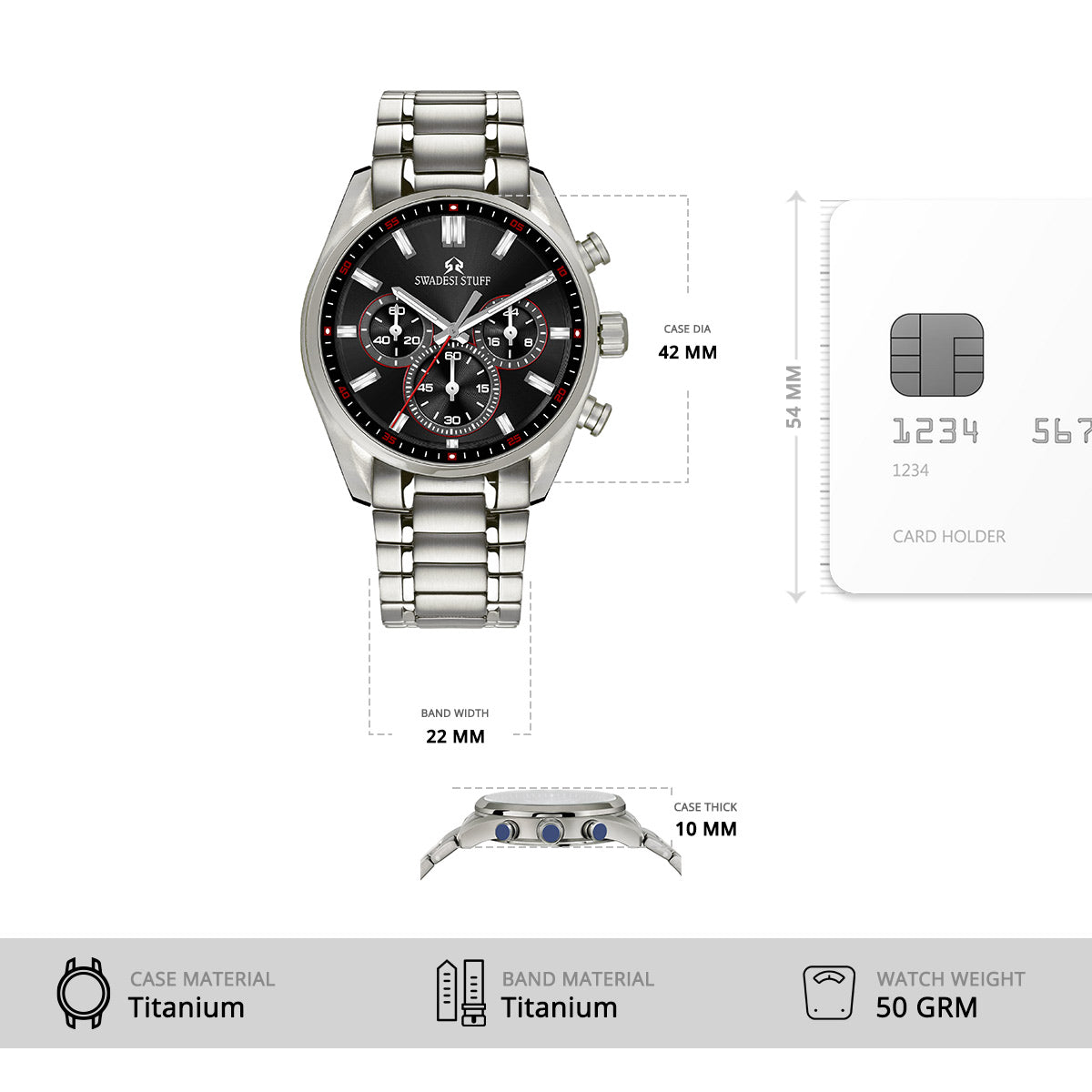 Aerodyne - Black - Premium Titanium Metal Watch For Men